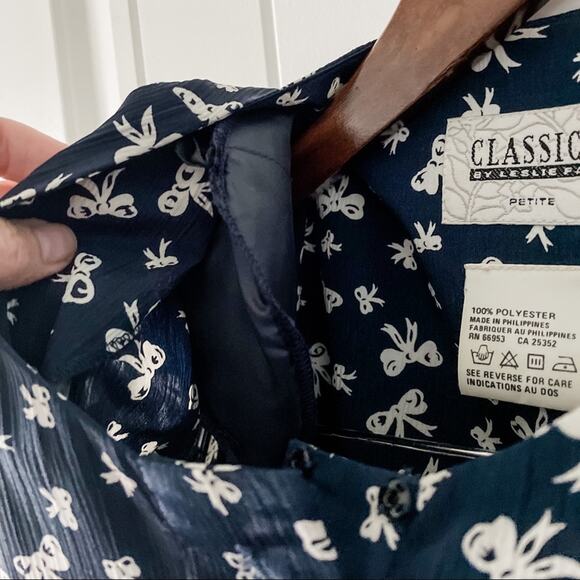 🎀 Vintage Bow Print Drop Waist Flounce Skirt Dress MCM Flapper size S petite 🎀 - Picture 9 of 11